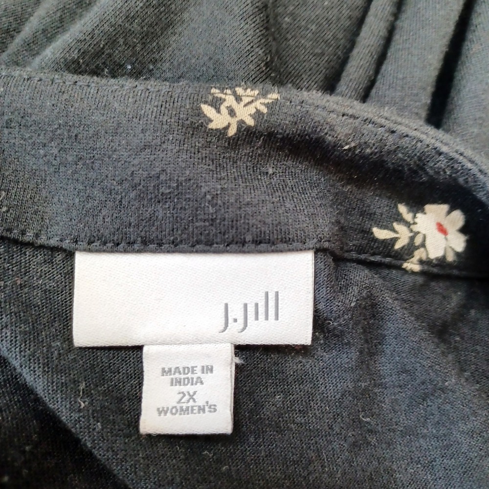 J. Jill Womens 2X Black White Floral Embroidered Sleeveless Maxi Dress 203603 - Picture 6 of 11